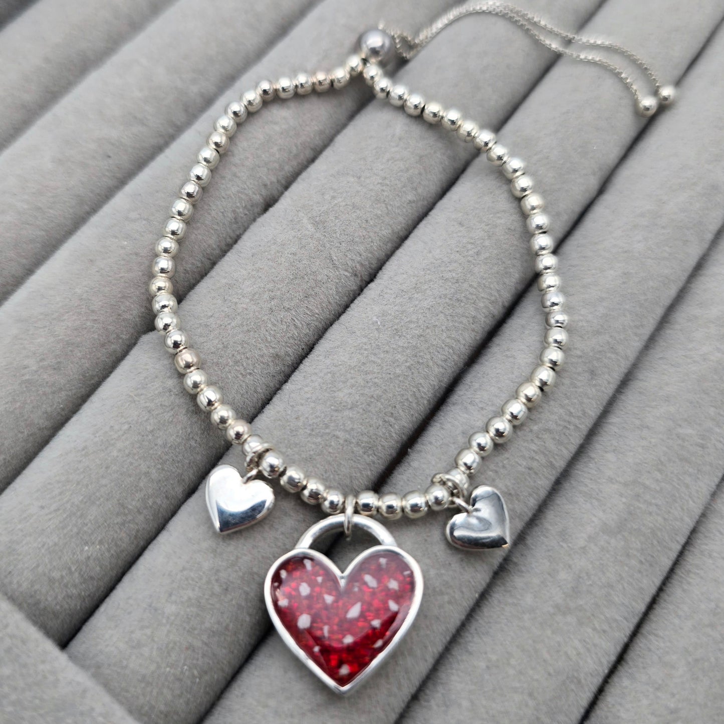 Beaded triple heart bracelet