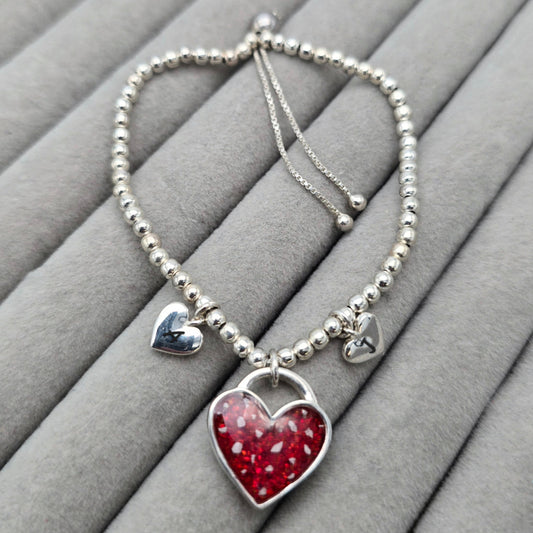 Beaded triple heart bracelet