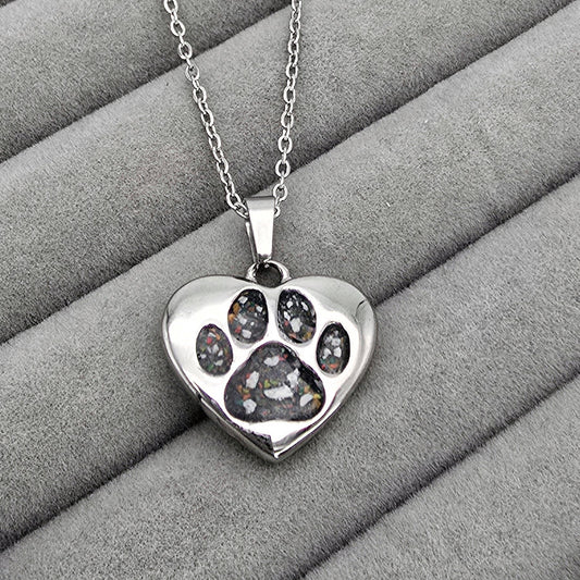 Stainless steel pawprint pendant