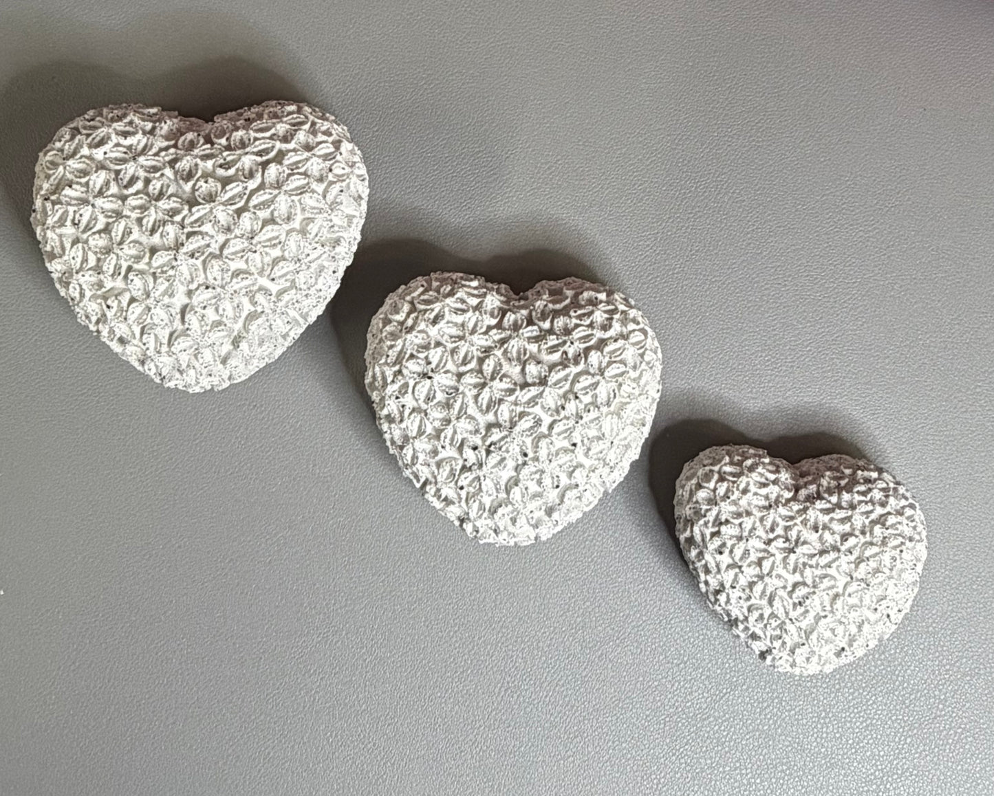 Set of 3 Ornamental Hearts with Flower Detailing