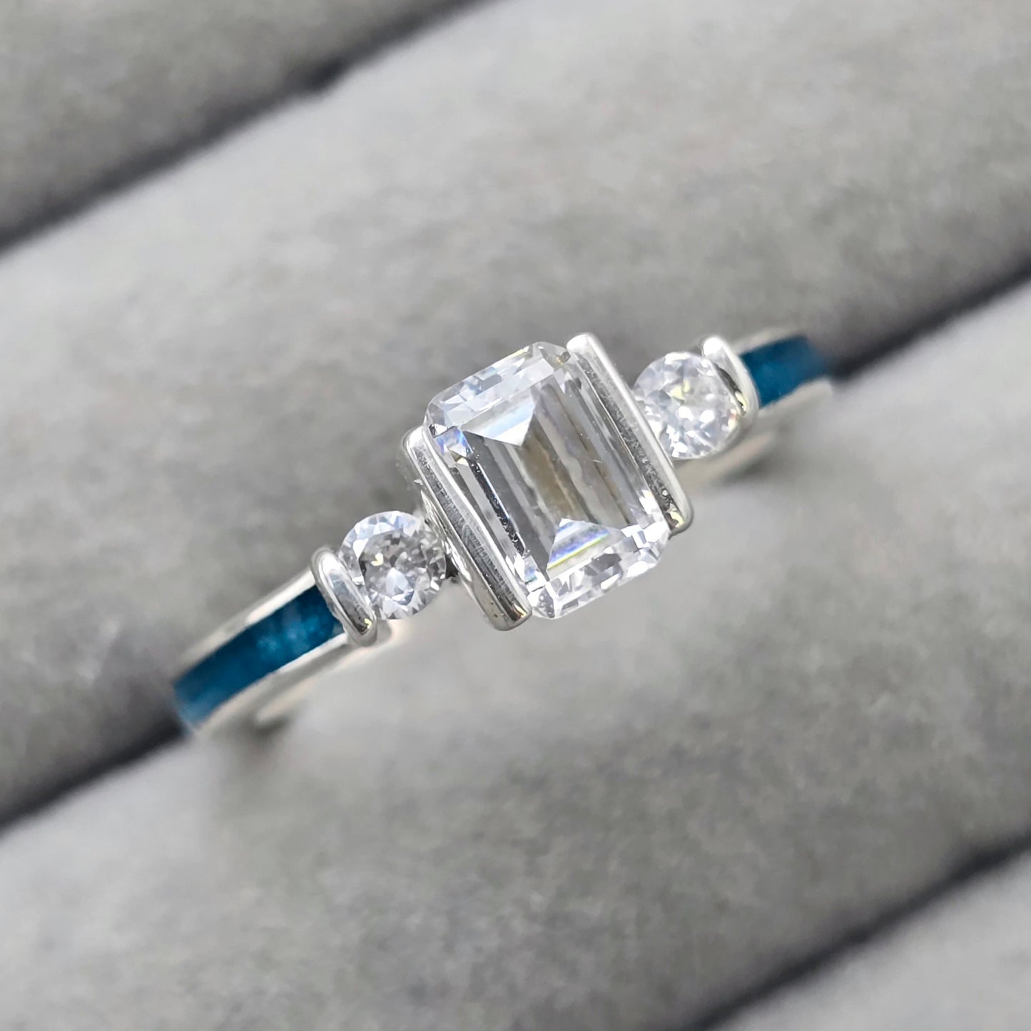 Esmé emerald cut cz solitaire ring