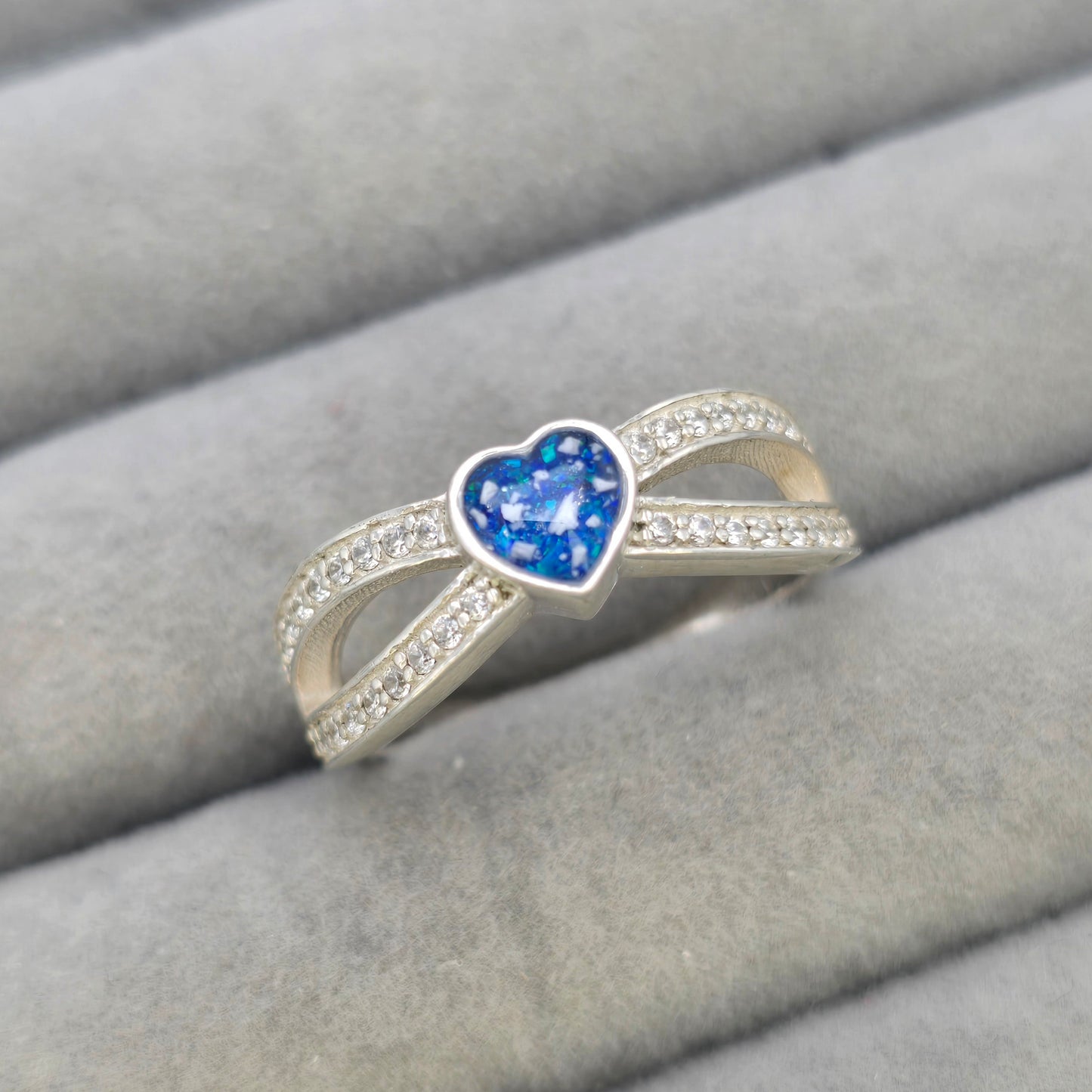 CZ split heart ring