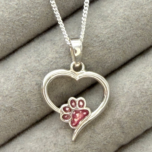 Lyra heart pawprint pendant