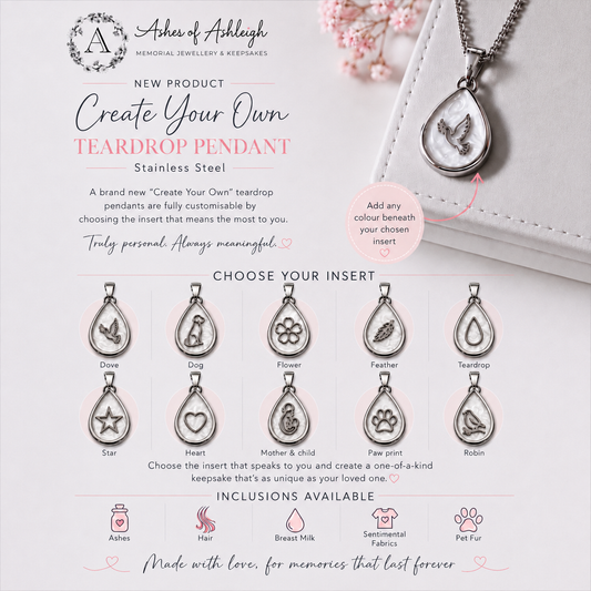 Stainless Steel “create your own” Teardrop Pendant