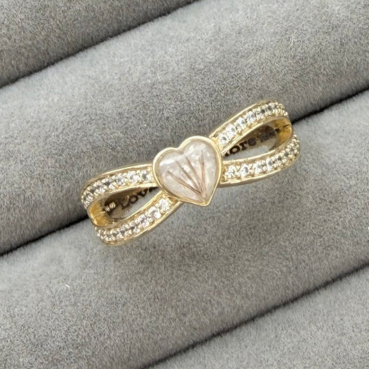 9ct CZ split heart ring