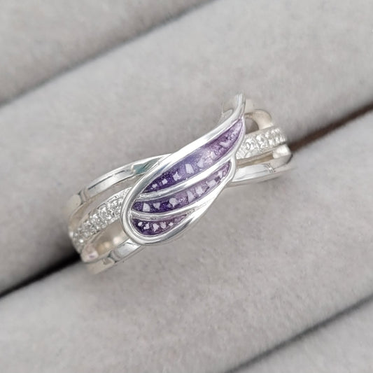 Sterling silver angel wing ashes memorial ring 