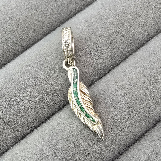 Dangle CZ Feather charm