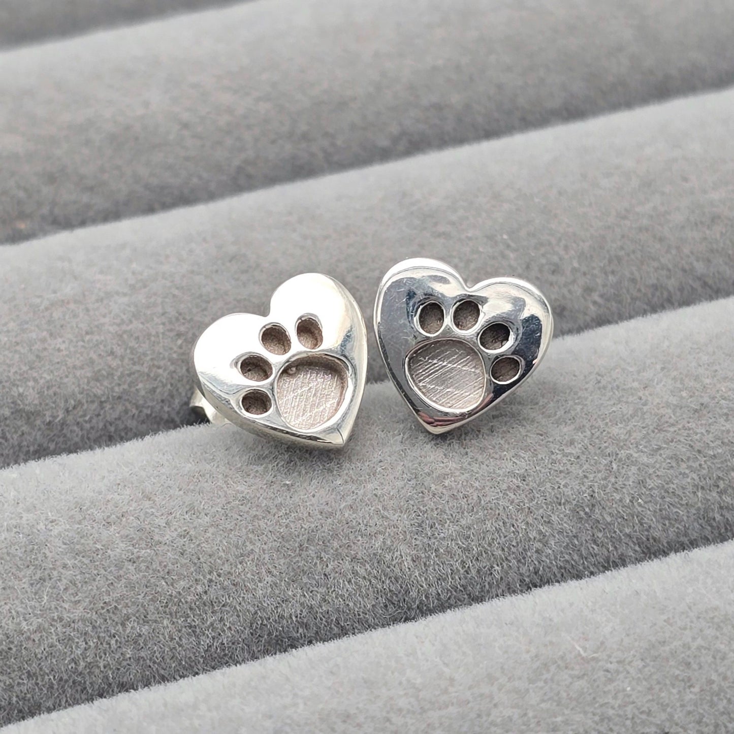 Paw print heart earrings