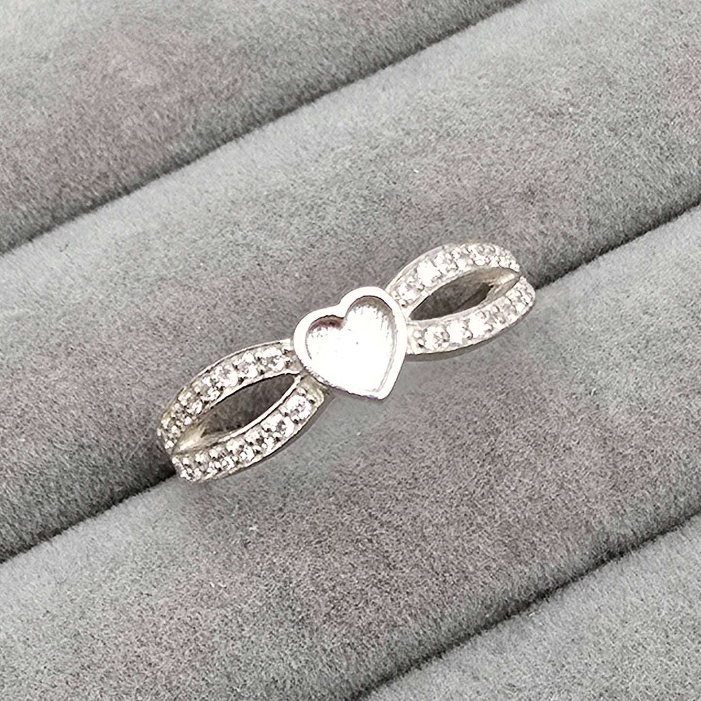 CZ split heart ring