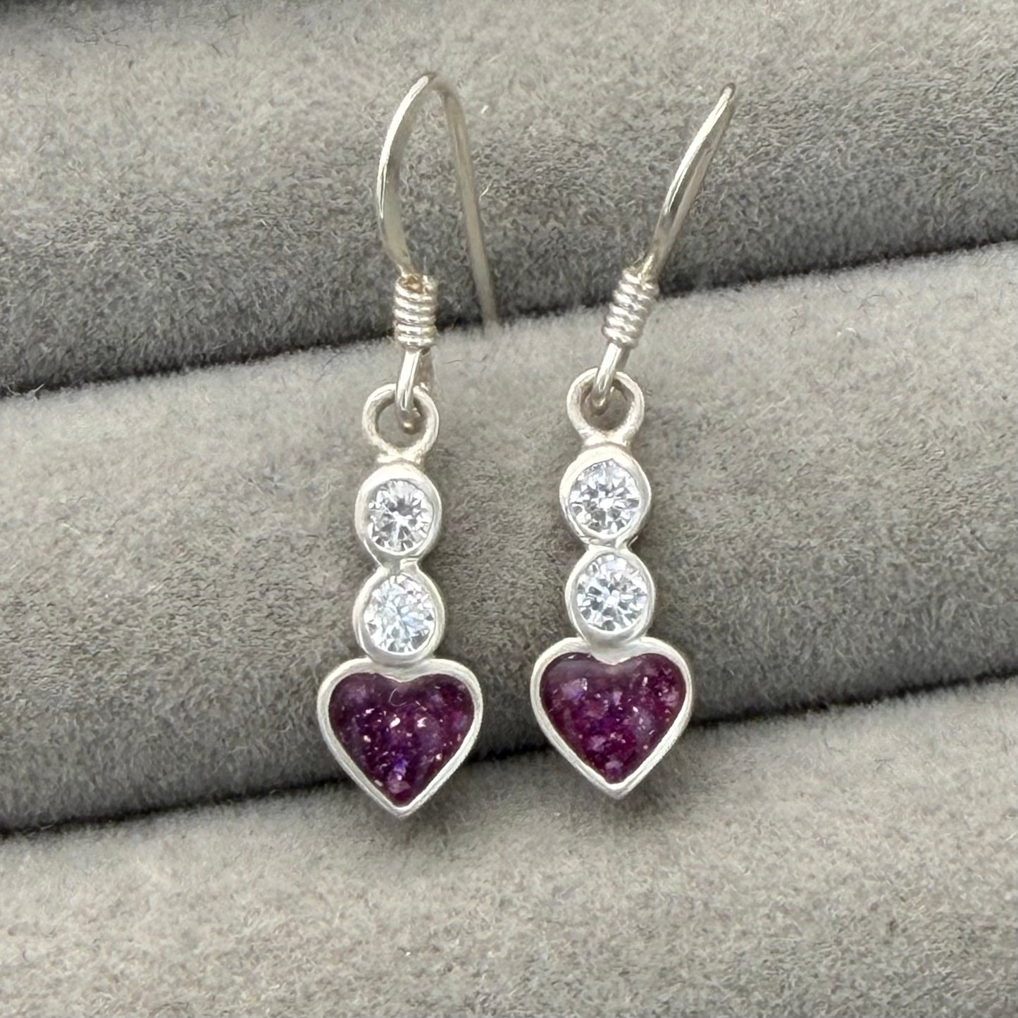 Jaynee heart cz hanging earrings