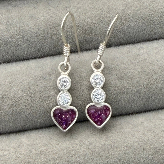 Jaynee heart cz hanging earrings