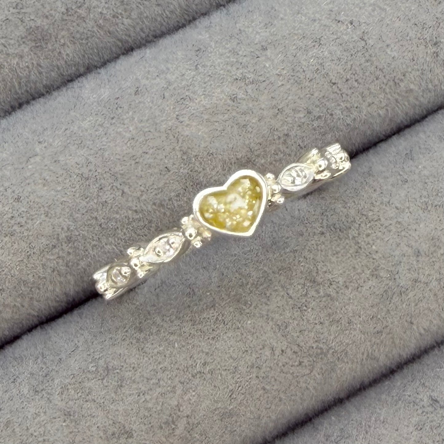 Dainty heart almond cz ring