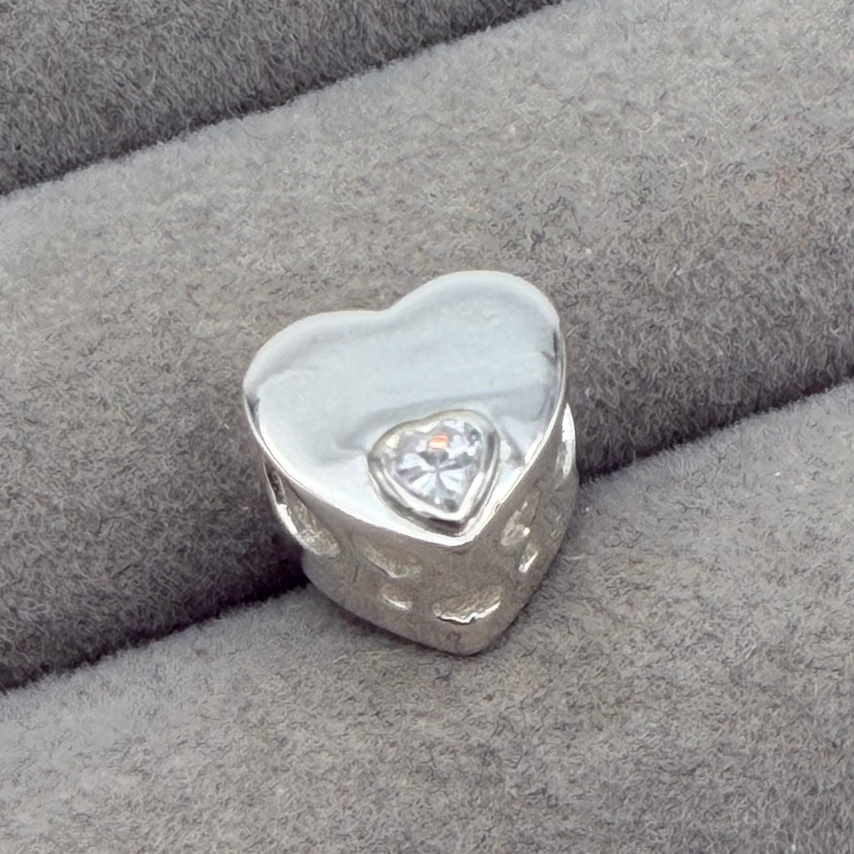Personalised cubic zirconia heart charm