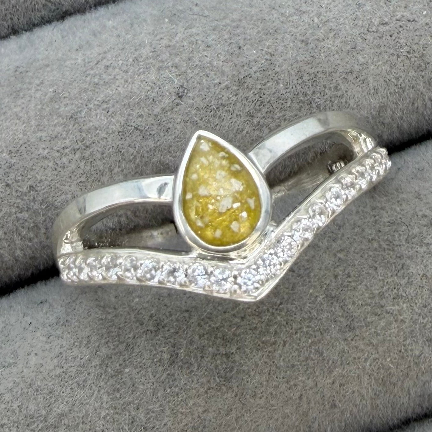 Mary united cz wishbone ring
