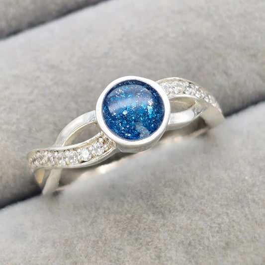 Katherine round criss-cross cz ring