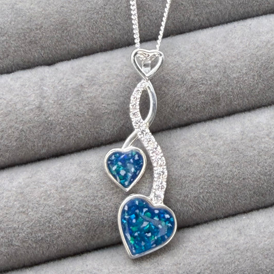 Lulu double heart cz pendant