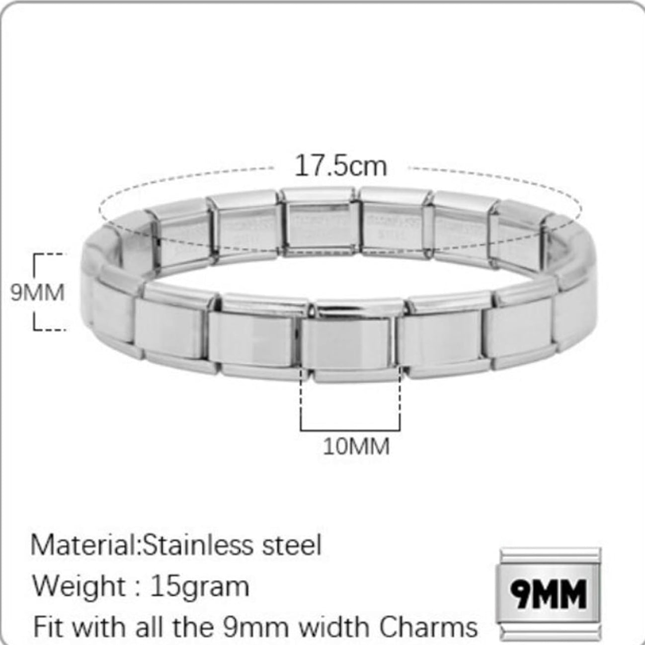 9mm Italian Charm Link Module Bracelet