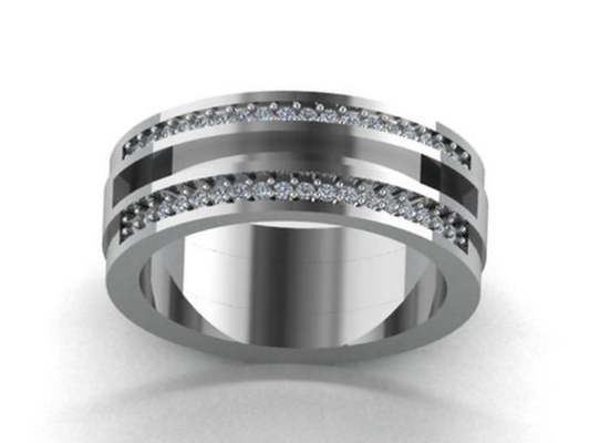 ** PRE ORDER ** NEW 7MM DOUBLE CZ HALF CHANNEL BEZEL RING