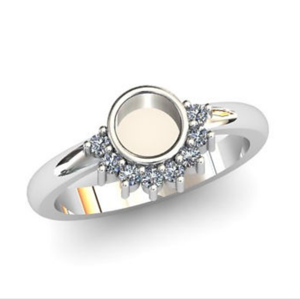 ** PRE ORDER ** ROUND HALF CZ HALO RING