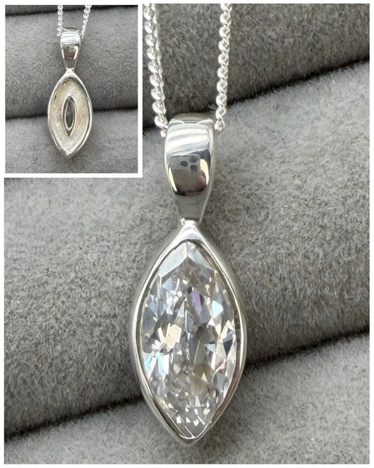 Secretly set marquise pendant