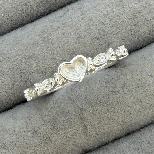Dainty heart almond cz ring