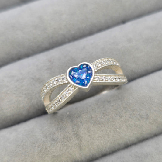 CZ split heart ring