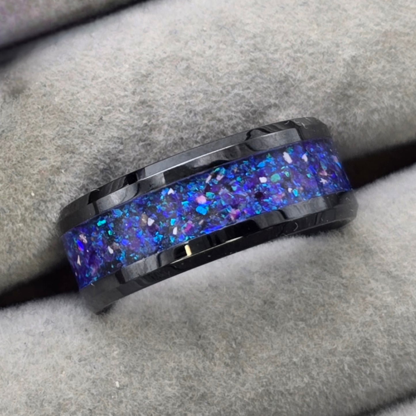 Black ceramic full channel ring 8mm