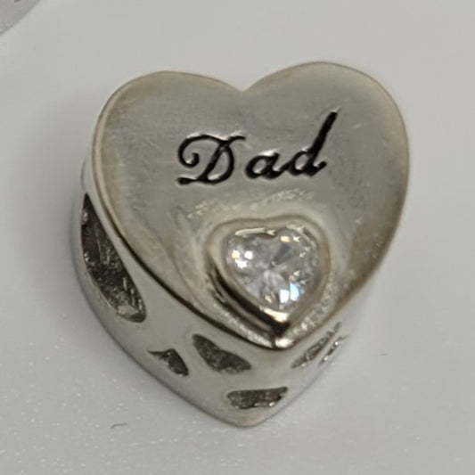 Dad with cubic zirconia heart charm