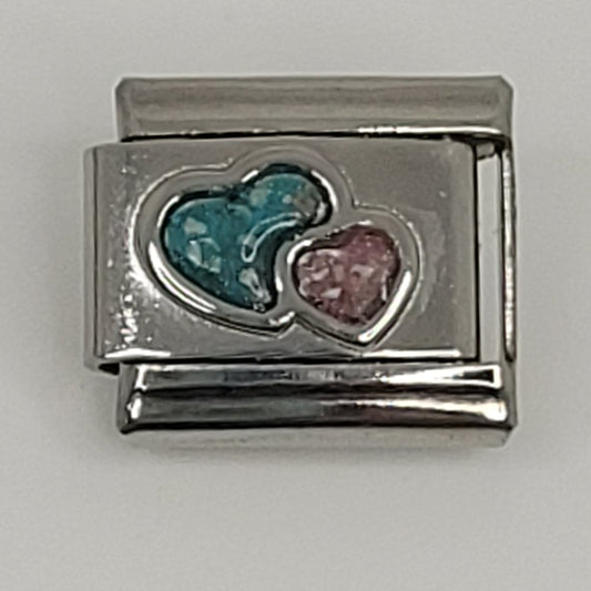 Double heart Italian charm