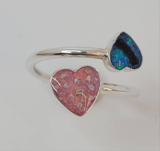 Heart to heart adjustable ring