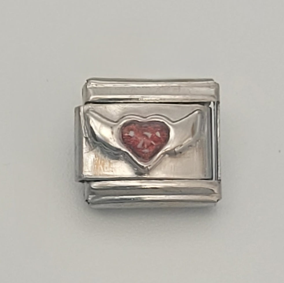 Winged heart Italian charm