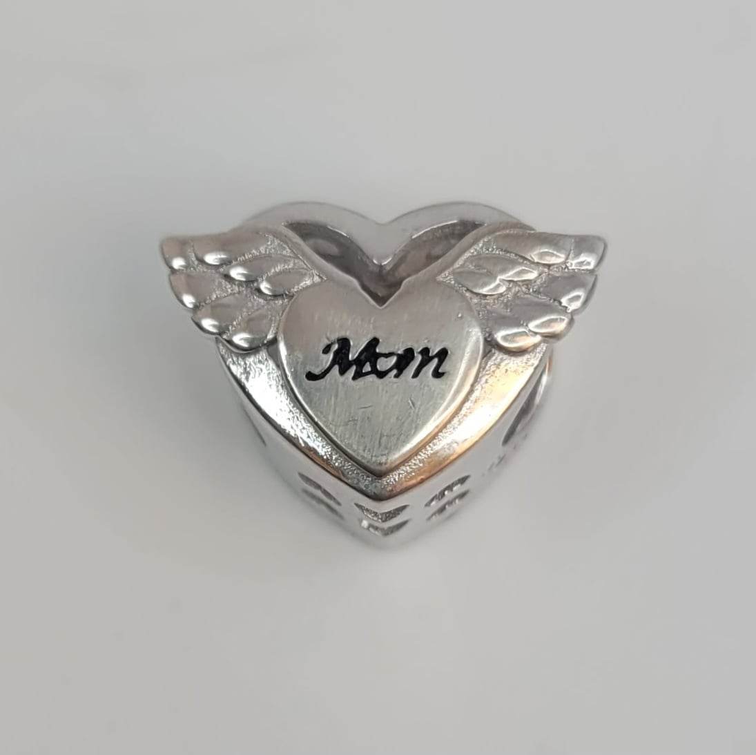 Angel wing Mum heart charm